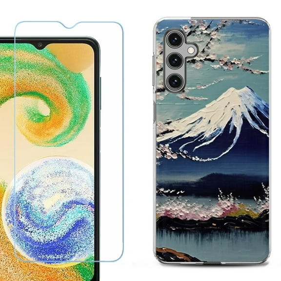 Shockproof Fashion Phone Case for Samsung Galaxy A14 5G, with Tempered Glass Screen Protector, by OneToughShield ® - Fuji Blossom