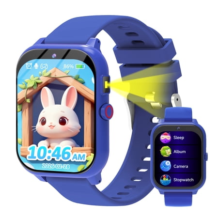 Kids Smart Watch with 1.83" Touch Screen, DIY Watch Face,Pedometer and sleep multifunctional,Educational Birthday Gifts for Boys Girls Ages 4 5 6 7 8+ (Blue)