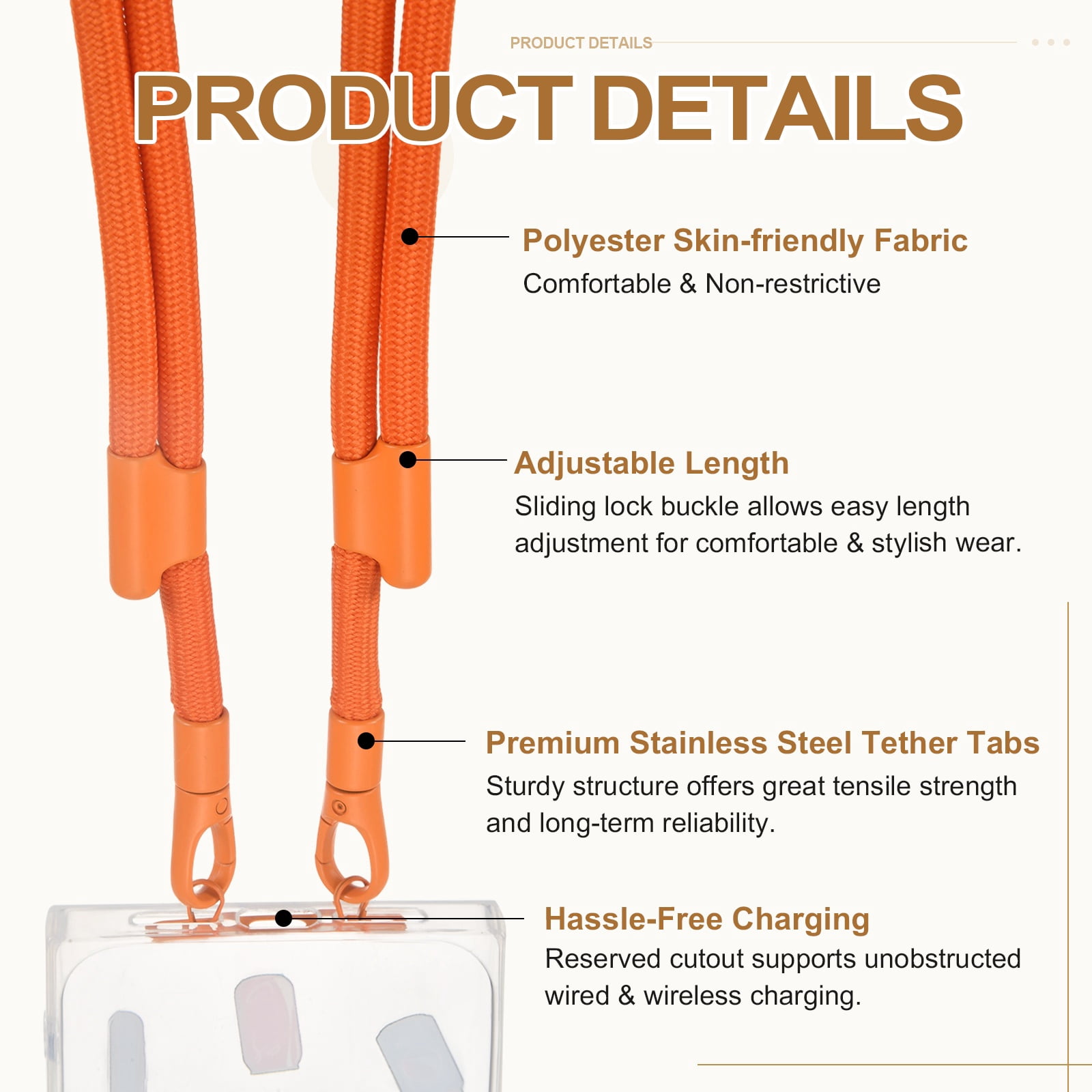 Uxcell 2Set Phone Lanyard (Orange) - Adjustable Anti Theft, Phone Strap Crossbody Neck Strap with Tether Tabs Most Smartphones, Fits Travel Essentials