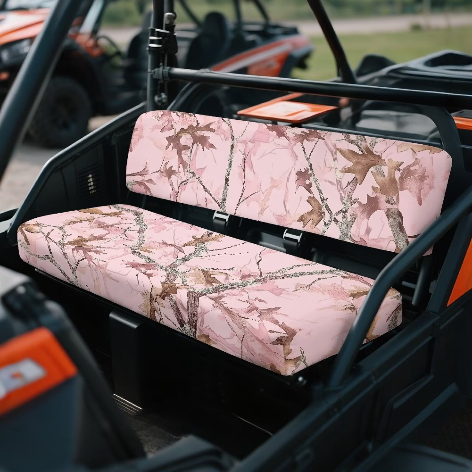 Garronmavis Pink Hunting Camo Forest UTV Seat Covers Anti-Scratch Easy to Clean Covers for Mule Seat Accessories Parts Compatible with Kawasaki Mule 4010 4x4 Hardwoods Green HD 2009