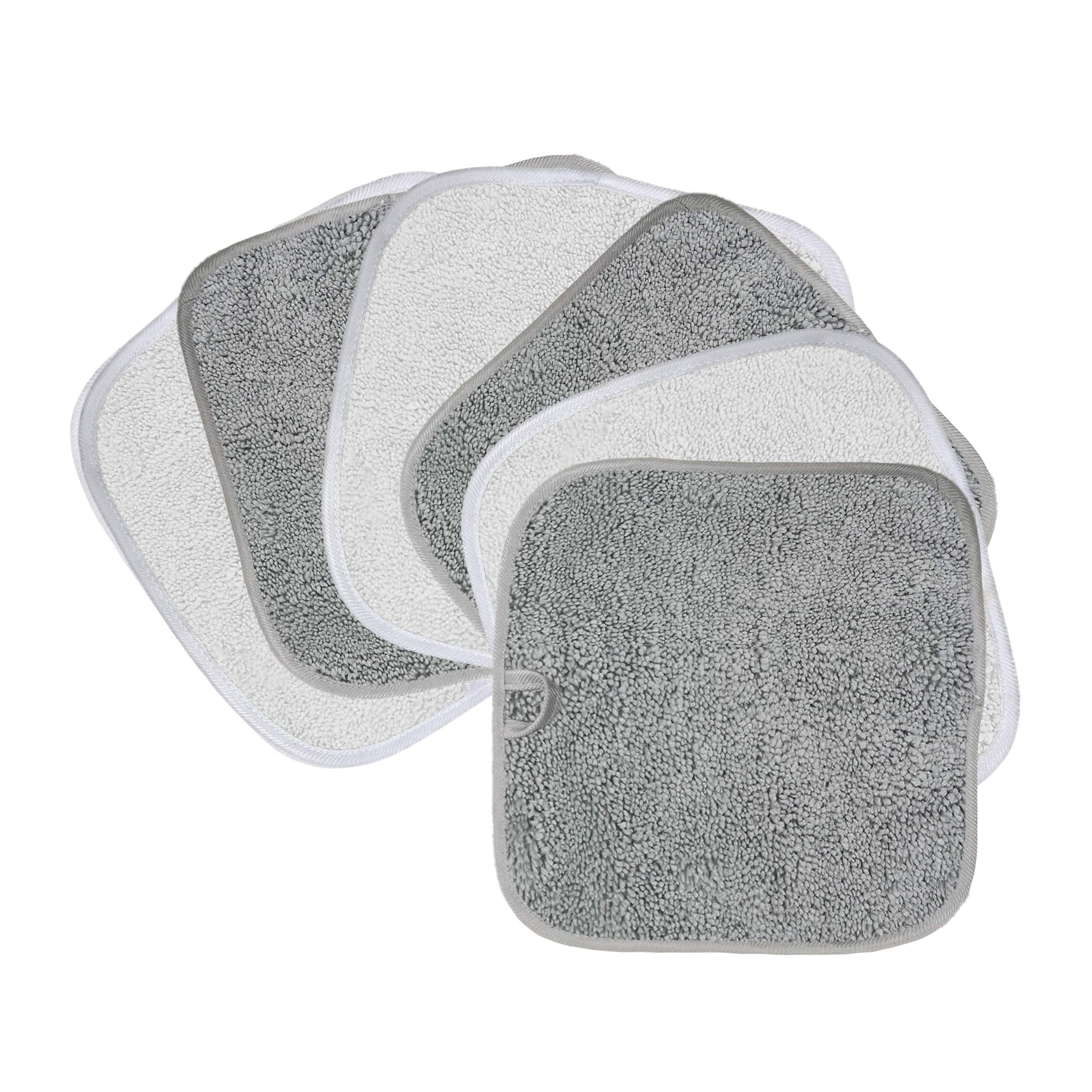 Polyte Premium Hypoallergenic Chemical Free Microfiber Makeup Remover and Facial Cleansing Cloth 8 x 8 in, 6 Pack (Gray,White) 8x8, Gray/White