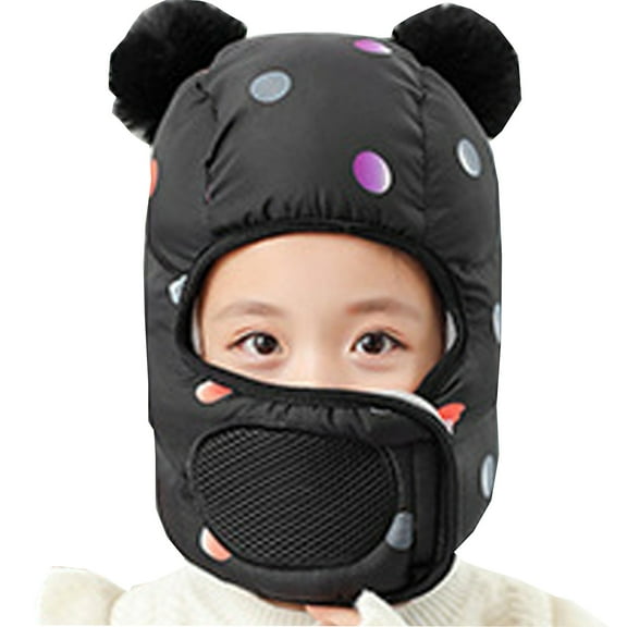 Penkiiy Baby Hats Baby Winter Hat Children Windproof & Warm & Ear Protection & Face Protection Hat Black Hat for One Size
