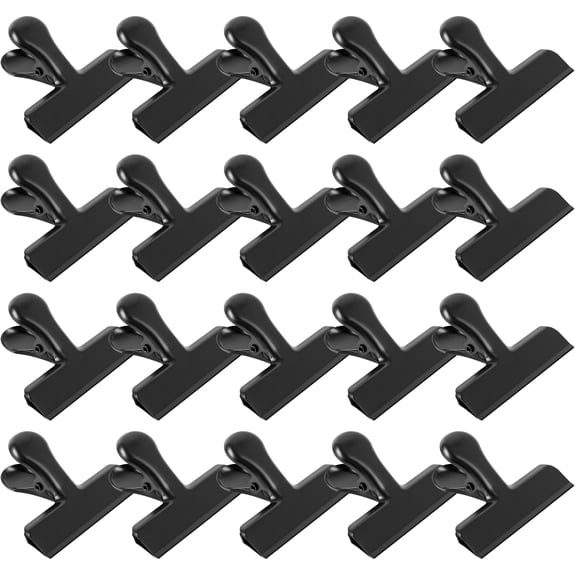 16 Pcs Stainless Steel Chip Clips, Bag Clips Food Clips Heavy Duty Snack Clip Clamp Clip for Chips Office Kitchen Home (Black)