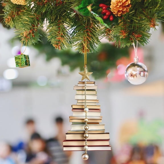 Farmhouse Christmas Tree Book Page Hanging Ornaments for Indoor and Outdoor Year Round Festive Party Craft