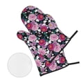 thumbnail image 2 of Oven Mitts and Pot Holders 4 Piece, Colorful Carnations Flowers A High Heat Slip Resistant Oven Mitt and Trivets Set Kitchen Oven Glove Pot Holders for Cooking Baking Grilling, 2 of 7