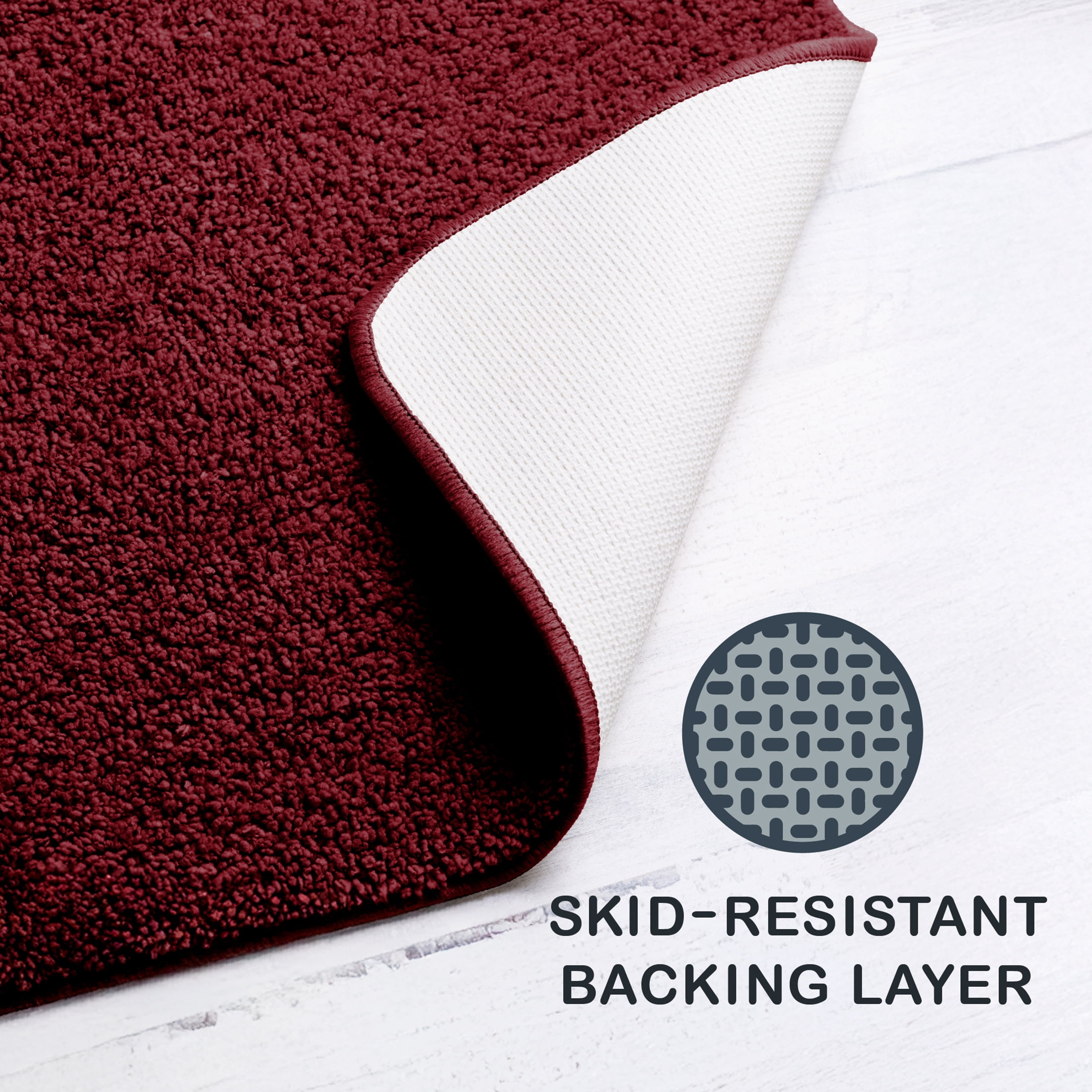 Mainstays Basic Polyester Contour Bath Rug, Red, 20" x 22"