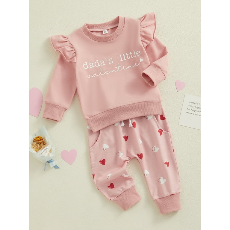 Suealasg Toddler Girl Valentine's Day Outfits 2Pcs Baby Girl