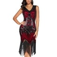 thumbnail image 2 of XIAONU Sequin Fringe Flapper Dress for Women s Gatsby Party Set with Gloves Headpiece Necklace, 2 of 4