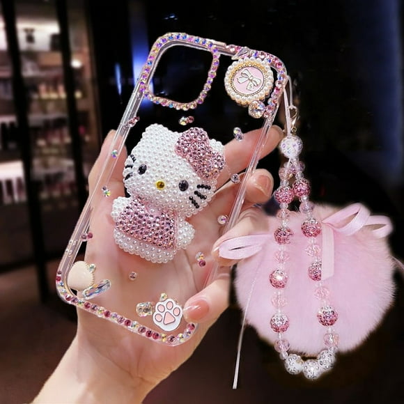 Transparent cute KT cat phone case high-grade rhinestone women‘s model MY