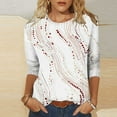 thumbnail image 2 of Uootdi Sleeves Trendy Casual Shirt Abstract Pattern Tee for Daily Wear Office Outfits Multi Color Options White Womens Tops, 2 of 9