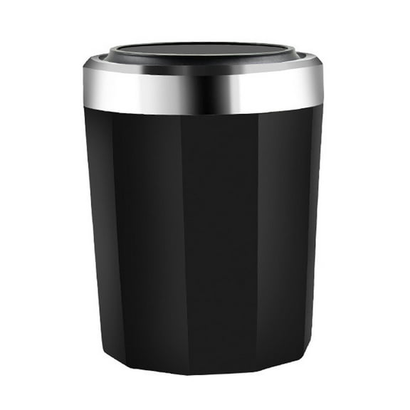 HUONA Car Ashtray Portable Automatic Ashtray with Lid LED Lights Creative Metal Liner Mini Car Trash Can Black