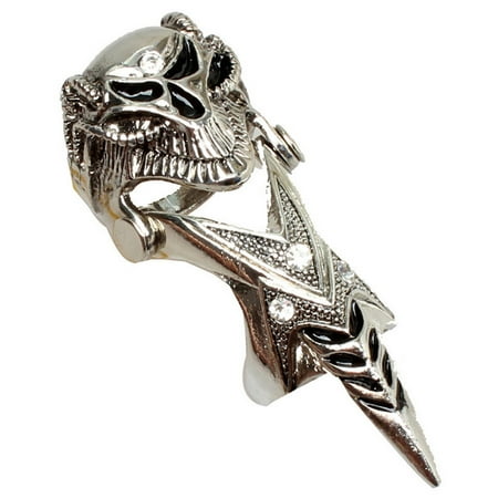 1pc Men Punk Gothic Knuckle Double Loop Ring Rock Style Armor Shape Full Finger