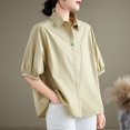 thumbnail image 2 of Camisetas de Algodón para Mujeres de Ajuste Suelto, Cuello en V Algodón Y Lino, Casual Suelto Camisa de Manga Corta, 2 of 9