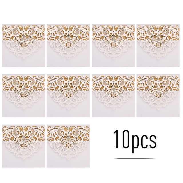 Tarjetas de invitación florales de papel perlado, soportes de invitación con hoja interior en blanco para boda y cumpleaños, 10 Uds.