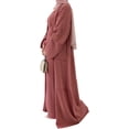 thumbnail image 5 of Vestido Abaya musulmán para mujer, conjunto de tres piezas, bata de oración islámica, frente abierto, vestido maxi cárdigan fluido, 5 of 5