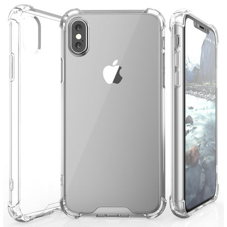 Case for iPhone X, Aquaflex Clear Transparent TPU [Anti-Shock] Slim Cover with Hard Back for Apple iPhone 10