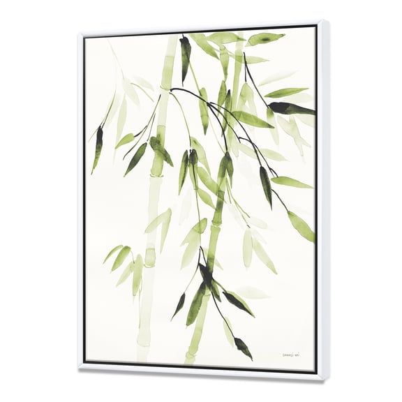 Designart ' Simplist Bamboo Leaves II ' Lake House Framed Canvas