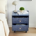 thumbnail image 5 of Wirrytor Vintage Short Nightstand with 2 Drawers, Bedside Table 2 Drawer Dresser with Embossed Pattern, Storage End Table with Wooden Legs for Bedroom & Living Room,Blue, 5 of 9
