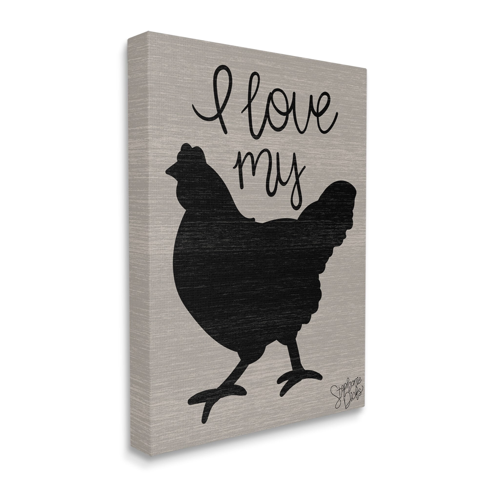 Stupell Love My Chicken Farmhouse Sign Animals & Insects Painting Gallery Wrapped Canvas Print Wall Art