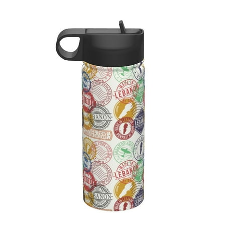 

Gaeub Travel Stamp Printed 18oz Sports Insulated Kettle With Straw Sports Insulated Bottle Water Bottle For Running Hiking Cycling Climbing Mens Womans Insulated Water Bottle
