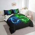 thumbnail image 4 of Homewish Gamepad Game Controller Twin Bedding Sets 7-Piece, Blue Green Lightning Bedding Comforter Set, Teens Kids Boys Girls Reversible Sheet Sets, Super Cozy Room Decor, 4 of 8