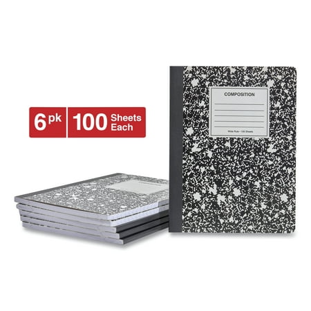 Universal Composition Book, Wide/Legal Rule, Black Marble Cover, 9.75 x 7.5, 100 Sheets, 6/Pack (Best California Legal Rifle)