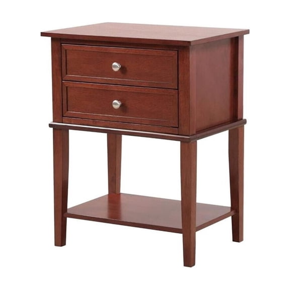 Neo-Classical Nostalgia Nightstand with Shelf - Dovetailed Drawers for Bedroom Storage, Stylish Nickel Hardware, Floor Mountable