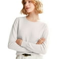 thumbnail image 2 of Women's 100 Percent Pure Wool Sweater Long Sleeve Pullover Crew Neck Tops for Woman White L, 2 of 9