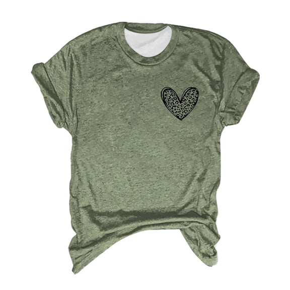 Gbsyewxs Shirts For Women Crew Neck Short Sleeve Letter Heart Print Casual Summer Womens T Shirt Army Green