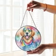 thumbnail image 2 of Hippie Golden Retriever Portrait Watercolor Tie-Dye Vintage Styles Stained Glass Suncatcher Goldens Dog Lover Gifts Idea Window Hanging Sign Decor - 00014, 2 of 5