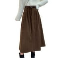 thumbnail image 6 of Womens Corduroy Skirt New High Waist Vintage A-Line Maxi Skirt Coffee M YIWEI, 6 of 11