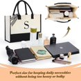 thumbnail image 3 of Bolso de mano de lona con letras bordadas, regalo personalizado adecuado para bodas, playas, festivales, es un excelente regalo para amigas, 3 of 5