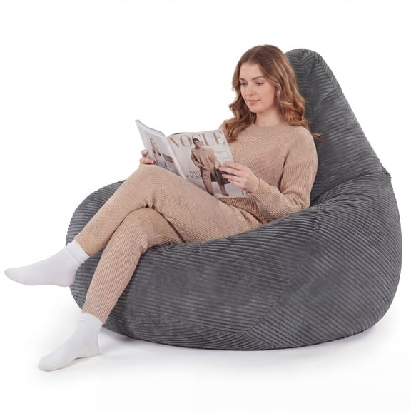 Giantex Bean Bag Chair, Accent Lazy Sofa, Comfy Floor Lounger for Living Room, Dark Gray