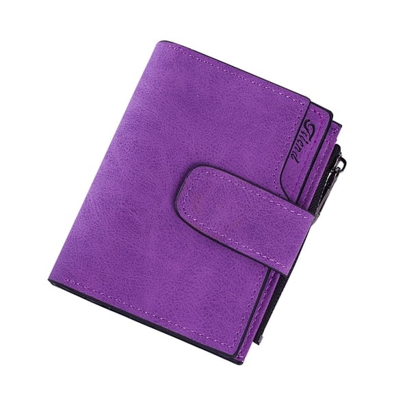Women's Frosted Multi Card Zipper Clip Short Purse - Bank Card Case Wallet, PU Leather, Compact Design