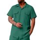 thumbnail image 2 of Camisetas Elvqul de Hombre Casuales de Color Sólido Verde Manga Corta Abotonada Solapa Deportivas, 2 of 8