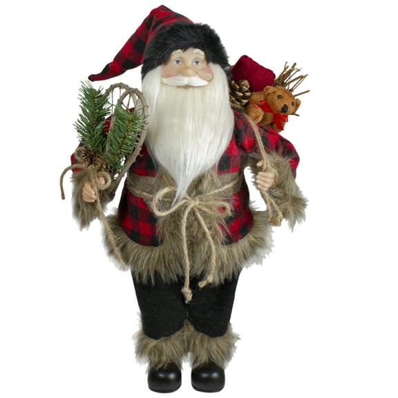 Northlight Standing Santa Christmas Figure Decoration with Snow Shoes and Bear - 18"