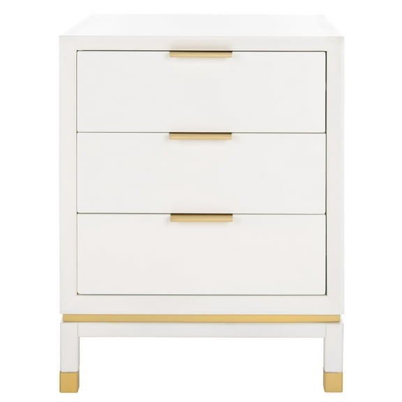 SAFAVIEH Baskin Contemporary White Rectangle Wood Storage End Table (18 in. W x 15 in. D x 24 in. H)