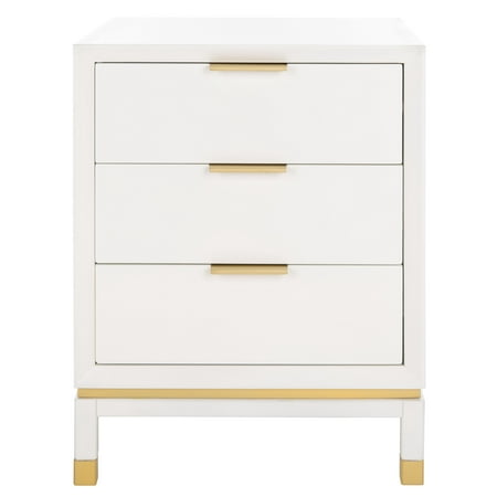 SAFAVIEH Baskin Contemporary White Rectangle Wood Storage End Table (18 in. W x 15 in. D x 24 in. H)