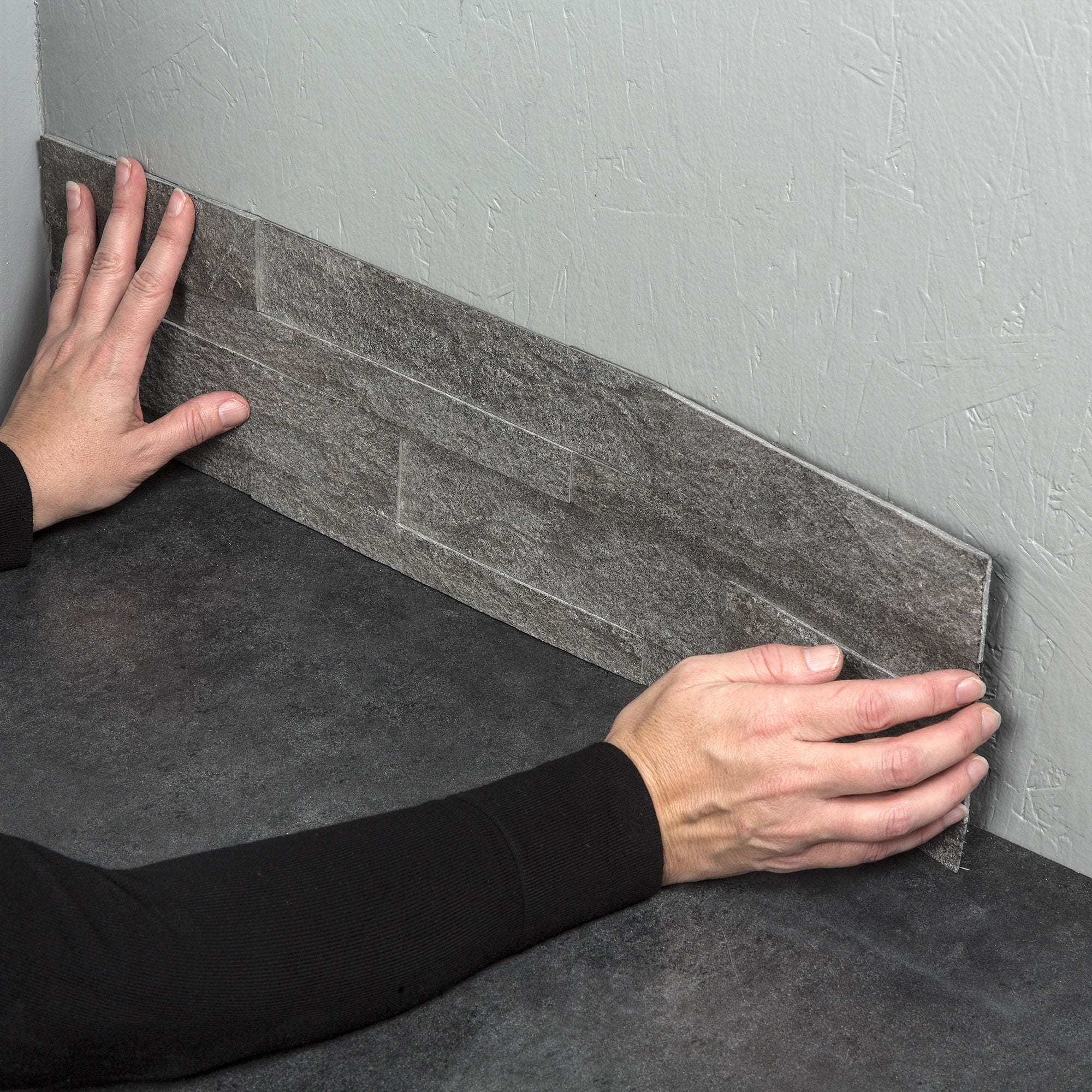 Aspect Peel and Stick Raised Stone Overlay Kitchen Backsplash - Raised Titanium (15 Sq Ft Kit)