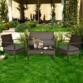 thumbnail image 3 of Patiojoy 4 PCS Rattan Wicker Furniture Set Loveseat Sofa Cushioned Patio Outdoor Brown, 3 of 8