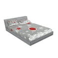 thumbnail image 2 of Ambesonne Christmas Fitted Sheet & Pillow Sham Set, Stars Baubles Snow, King, Grey Red White, 2 of 2