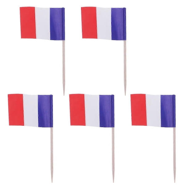 100pcs France Flag Shape Picks Cake Toppers Decorative Cupcake Muffin Food Fruit Picks Halloween Festival Birthday Party Favors Supplies (3.5*2.5*6.5c