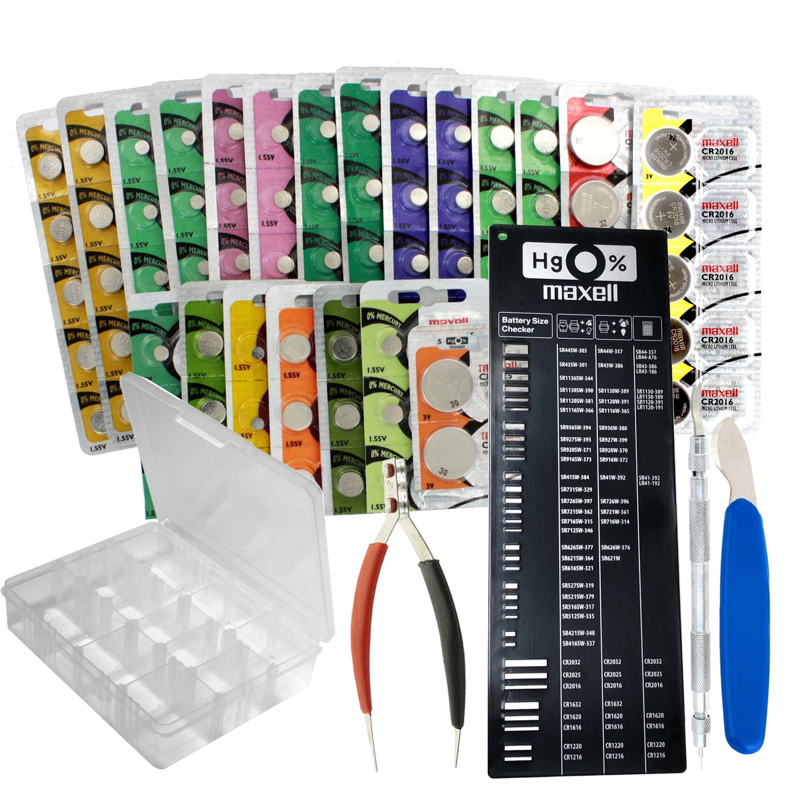 155pc Maxell Watch Battery Kit 0 Mercury, Assorted Batteries w/ 5