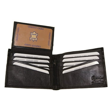Improving Lifestyles Leather Mens Wallet Bifold Black Removabe Window ID with Free Organza Gift Bag SUN1224BK
