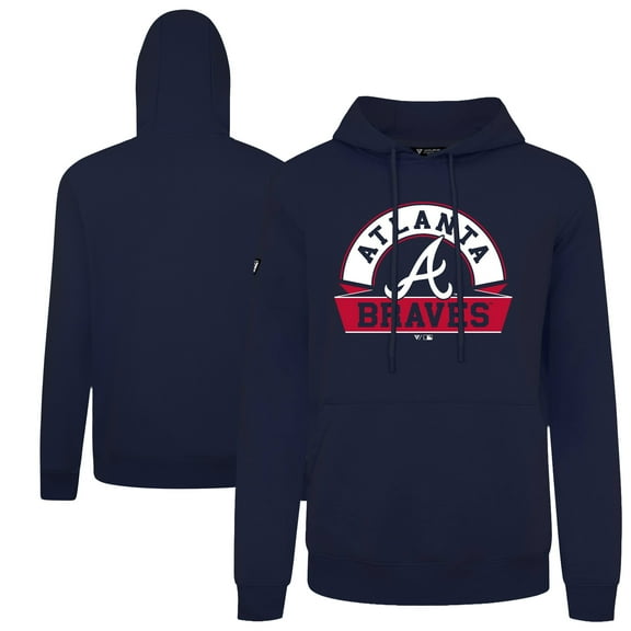 Men's Levelwear  Navy Atlanta Braves Podium Banner Arch Hoodie