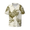 thumbnail image 2 of Lsque Chickens print Men's Cuban Collar Short Sleeve Shirt Summer Beachwear Casual Button Down Fashionable Vacation Leisure Shirt-Large, 2 of 7