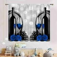 thumbnail image 3 of Farmhouse Kitchen Curtains, Rustic Romantic Blue Rose Floral Country Style Grape Wine Glass Retro Vintage Blackout Window Drapery Treatments for Dining Room Bedroom Living Room 2 Panels, 52"x84" Inch, 3 of 5