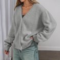thumbnail image 2 of Ediodpoh Womens Cardigan Sweaters Soft Knit Cardigan Long Sleeve Open Front Loose Fit Casual Outwear Cozy Fall Winter Light Gray S, 2 of 7