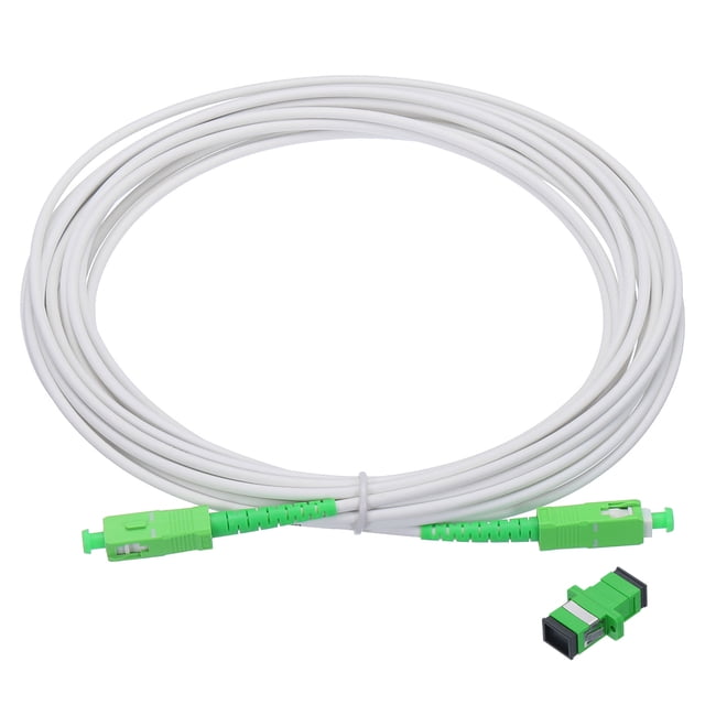 Unique Bargains 1Pcs 23Ft Single Mode Simplex OS2 Fiber Optic Cable LSZH SC/APC-SC/APC Armored Jumper Optical White with Adapter