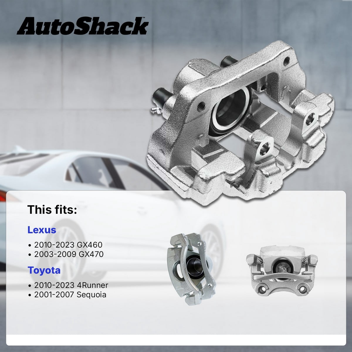AutoShack Rear Brake Calipers for Toyota & Lexus, 4Runner 2010-2023 GX460 2010-2023 Sequoia 2001-2007 GX470 2003-2009, AWD 4WD RWD L4 2.7L V6 4.0L V8 4.6L 4.7L, Left and Right, Pair